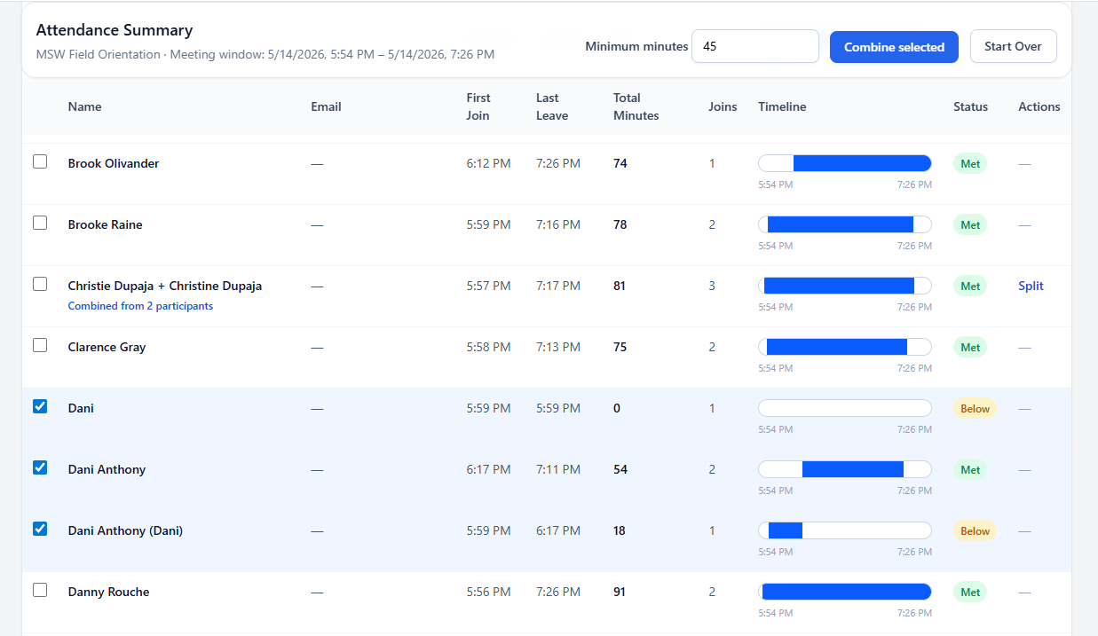 Zoom Attendance Tool